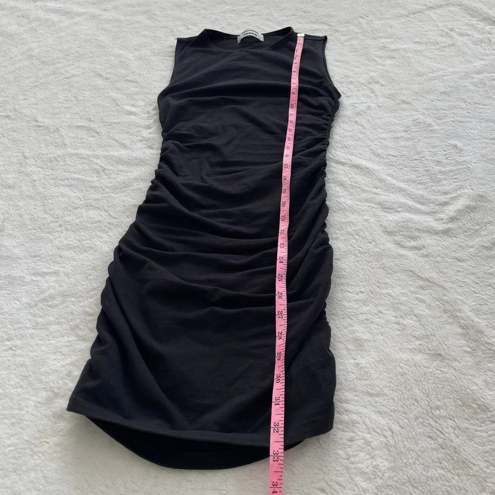 Reformation Jeans Black Ruched Sleeveless Bodycon Mini Dress XS Organic Cotton